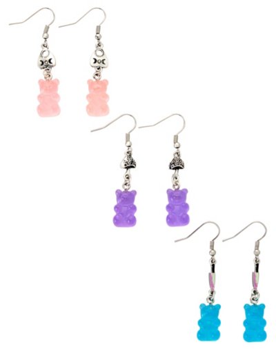 Multi-Pack Assorted Gummy Bear Earrings - 3 Pack