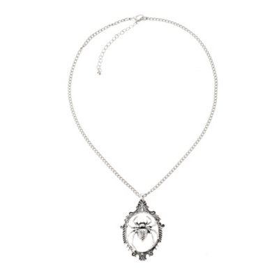 Silvertone Ornate Bug Necklace