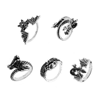 Multi-Pack Dragons Bat Skull Rings - 5 Pack