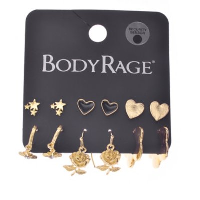 Multi-Pack Gold-Plated Hearts &amp; Stars Earrings- 6 Pack