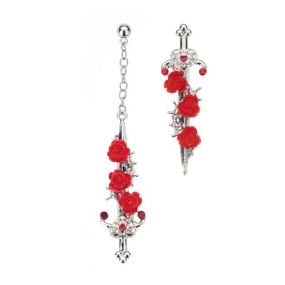 Inverted Dagger Rose Dangle Earrings