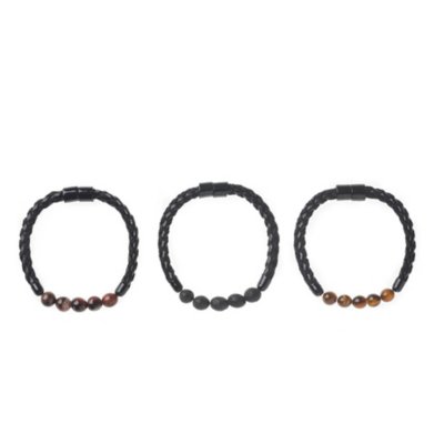 Multi-Pack Black Braided Bead Bracelets - 3 Pack