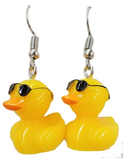 Yellow Duck in Sunglasses Dangle Earrings