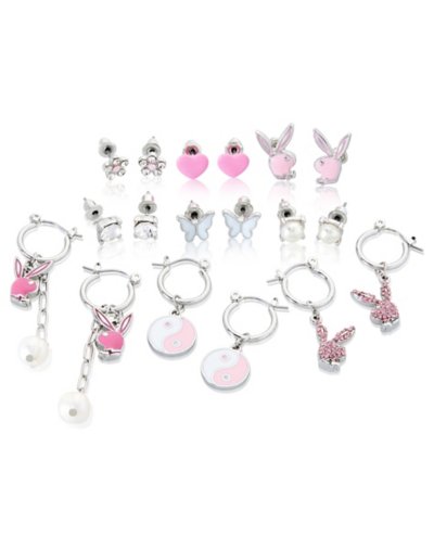 Multi-Pack Pink Playboy Bunny Assorted Earrings - 9 Pack