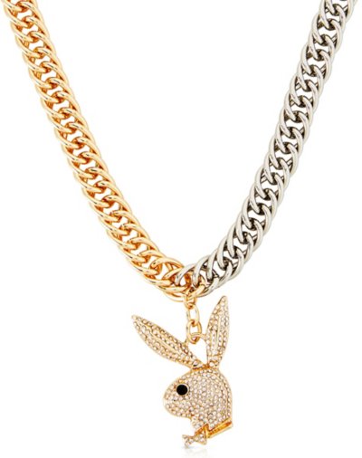 CZ Silvertone and Goldtone Playboy Bunny Chain