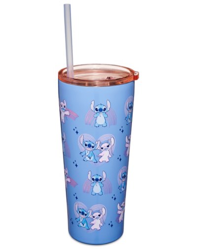 Stitch and Angel Rainbow Cup with Straw 22 oz - Lilo & Stitch