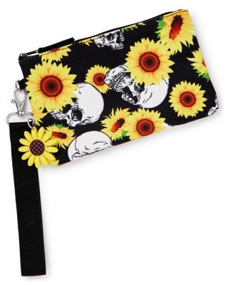 "Sunflower Skull Wristlet"