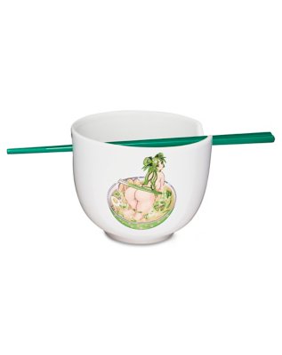 "Green Ramen Girl Bowl with Chopsticks"