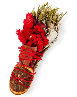 "Red Floral Ritual Sage Wand"