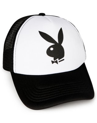 "Playboy Black and White Trucker Hat"