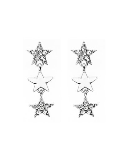 CZ Three Star Dangle Earrings- 20 Gauge