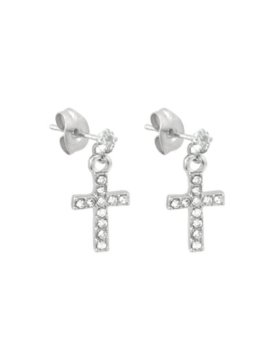 CZ Cross Stud Dangle Earrings