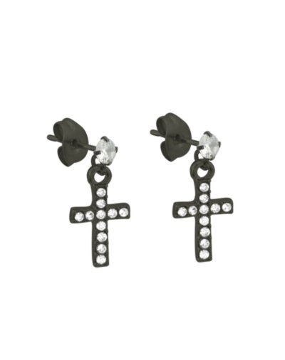 Black Cross Dangle Earrings