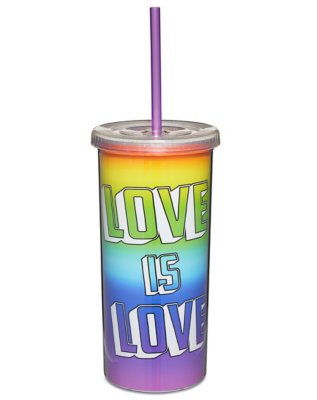 "Love Is Love Glitter Cup With Straw - 20 oz."