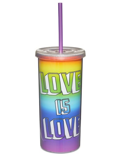 Love Is Love Glitter Cup With Straw - 20 oz.