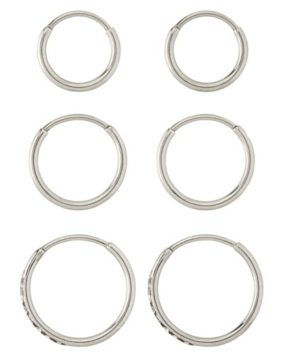 Multi-Pack Silvertone Hoop Earrings 3 Pack - 20 Gauge