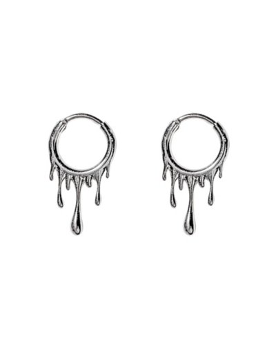 Silvertone Drippy Hoop Huggie Earrings