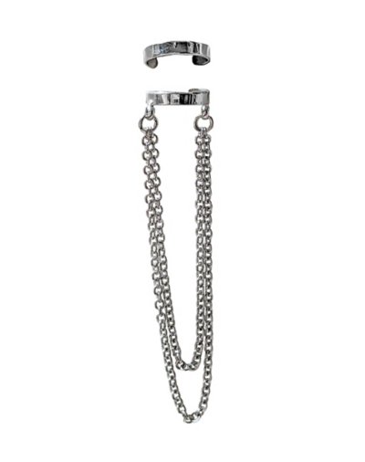 Silver Dangle Chain Bar and Faux Ear Cuff