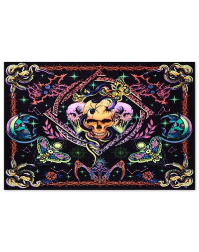 Black Light Skulls and Friends Tapestry