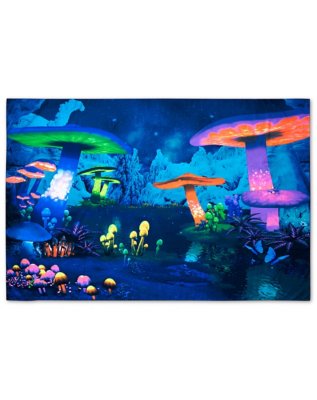 "Blacklight Magical Mushroom Tapestry"