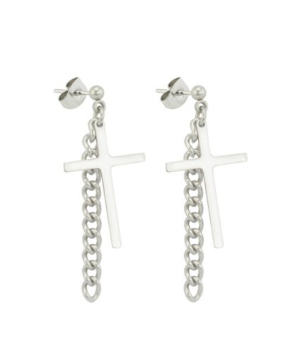 Chain Cross Dangle Earrings