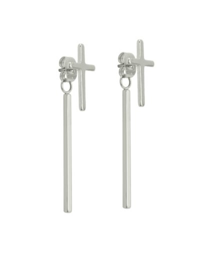 "Cross and Bar Dangle Stud Earrings"