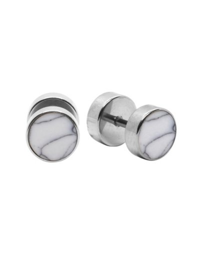 White Marble Fake Plugs - 16 Gauge