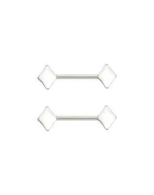 "Silvertone Diamond Shape Nipple Barbells - 14 Gauge"