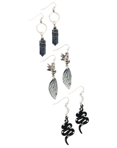 Multi-Pack Celestial Snake and Wing Dangle Earrings - 3 Pack