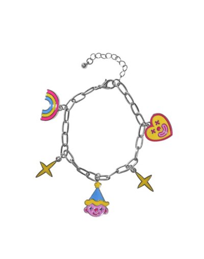 Clown Rainbow Smiley Face Charm Chain Choker Necklace