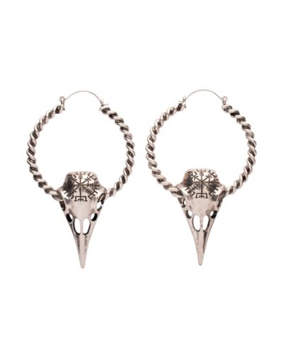 Raven Skull Hoop Earrings