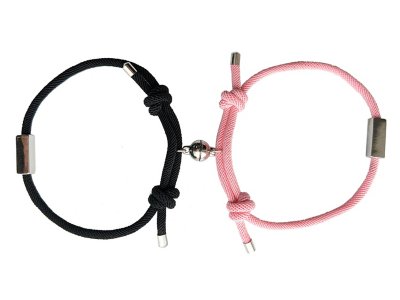 Multi-Pack Pink and Black Cord Long Distance Bracelets - 2 Pack