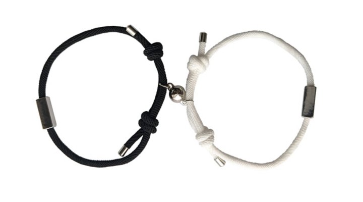 "Multi-Pack Black and White Cord Long Distance Bracelets - 2 Pack"