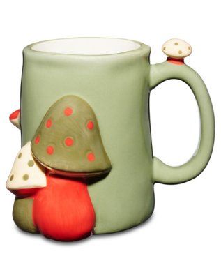 "Green and Red Molded Mushroom Mug"