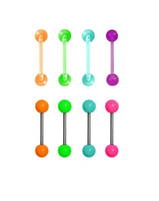 "Multi-Pack Neon Barbells 8 Pack - 14 Gauge"