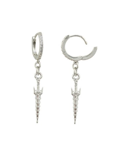 CZ Dagger Dangle Huggie Hoop Earrings