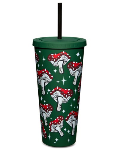 Green Mushroom Cup with Straw - 24 oz.