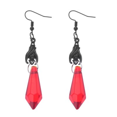 Red Bat Crystal Dangle Earrings