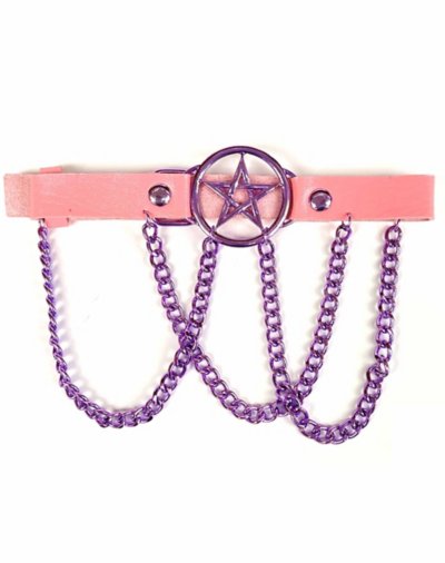 Pentagram Chain Pink Choker Necklace