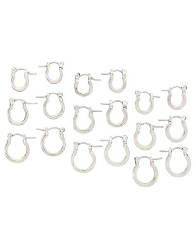 Multi-Pack Silver Huggie Hoops - 9 Pack