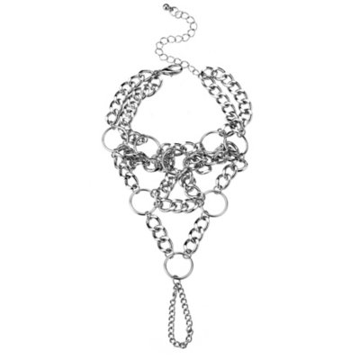 Layered Silvertone Hand Chain