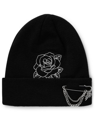 "Rose and Chain Knit Hat"