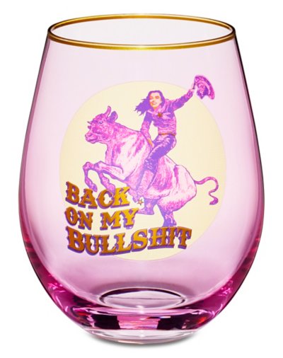 Pink Back on My Bullshit Stemless Wine Glass