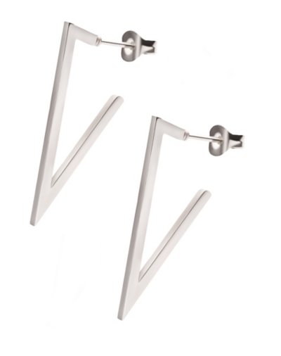 Silvertone Triangle Dangle Earrings