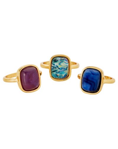 Multi-Pack Square Gem Rings - 3 Pack