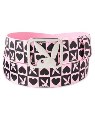 "Pink and Black Checkered Hearts Playboy Bunny Belt"