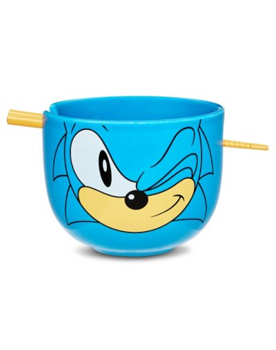 "Sonic the Hedgehog Face Bowl with Chopsticks"