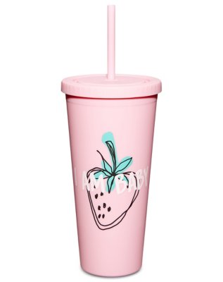 "I Am Baby Pink Strawberry Cup With Straw"