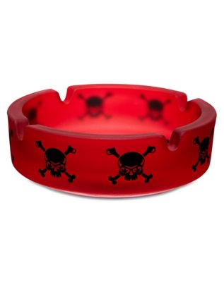 "Red and Black Skull and Crossbones Ashtray"