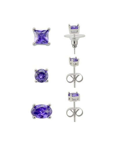 Multi-Pack Blue CZ Stud Earrings 3 Pack - 20 Gauge